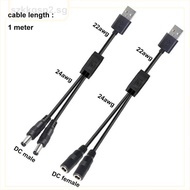 1m USB 2.0 male to 2 way DC male Female Splitter Cable 22awg 3A plug 5.5x2.5mm Power supply Cord ada