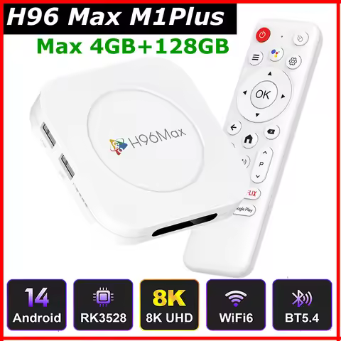 2025 All New H96 MAX M1 PLUS Android 14 Smart TV BOX Rockchip RK3528 Max 4GB 128GB Wifi6 BT5.4 8K Vi