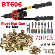 NARS-Rivet Crimping Clamp หมุดยึดอ่อนนุช Rivet ชุด Rivet Nut พร้อม 70 ชิ้น M3-M12 Rivet Nut Gun