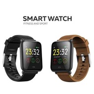 智能手錶 - 兩條錶帶（黑+啡）－來電 Whatsapp Wechat FB IG 訊息提醒 血壓心跳監察 遙控拍照 Bluetooth Smart Watch IP67