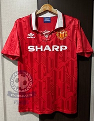 New !! เสื้อฟุตบอลย้อนยุค Retro  แมนยู Home ปี 1992 เฟล็ก David Beckham, Paul Schole, Eric Cantona, 