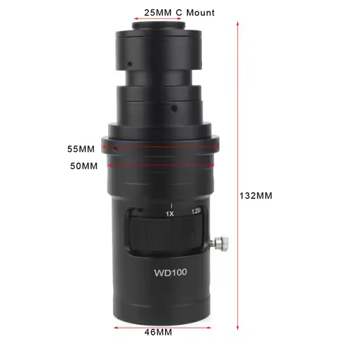 10X- 200X 0.7X-5X WD100 Adjustable Magnification C Mount Zoom Lens For HDMI VGA USB Industrial Video