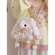 Bunny Girl Plush Bag Messenger Bag Girl Children Bag Soft Girl Knitted Chain Cute Japanese Cartoon B