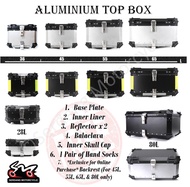 Motorcycle Aluminium Top Box Kotak Motosikal Aluminum 28L 36L 45L 55L 65L 80L