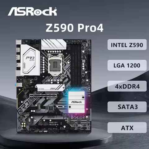 ASRock Z590 PRO4 Motherboard Support i9-11900K i7-11700F i5-11600K CPU 4xDDR4 4800MHz M.2 LGA1200 US