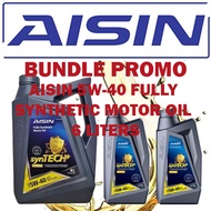 AISIN 5W-40 Fully Synthetic Motor Oil for Gasoline (and Diesel Engine) 6 Liter