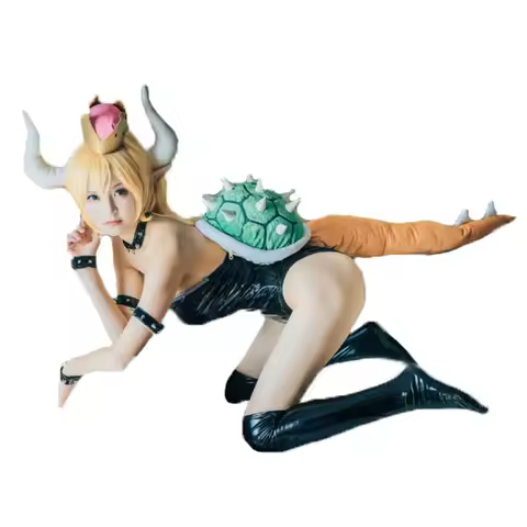 Bowsette Cosplay Costume Bowser Cos Princess Toadstool Peach Cosplay Latex Catsui Black Turtle Shel