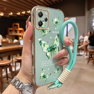 HIJAU Casing hp For Xiaomi Redmi 12 12C 11A Note 12R 5G poco M6 Pro 5G C55 Green Butterfly Case Meta