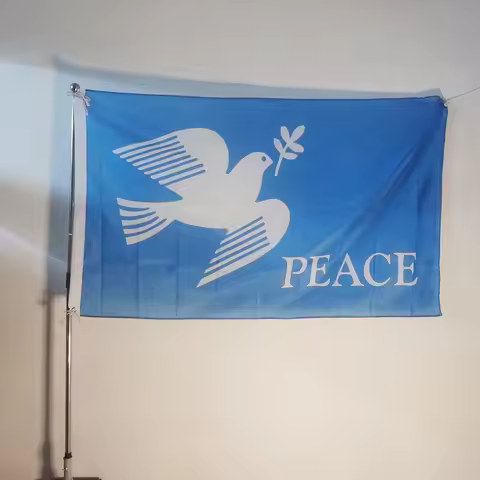 World Peace Flag 2x3ft 3x5ft, Stop The War Dove Banner with Grommets, Custom Outdoor Indoor Polyeste