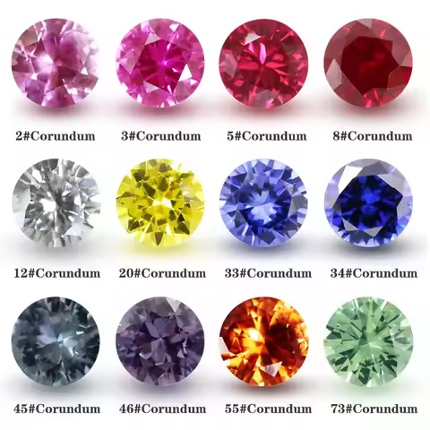 Synthetic Corundum Mixed Blue Red Yellow White Green Stone Gems Synthetic Stone Round Brilliant Cut 