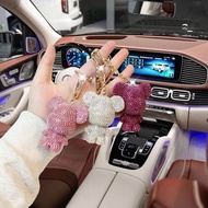 Full Diamond Big Head Bear Keychain Cute Handmade Small Item Bag Pendant Gift Car Keychain Creative 