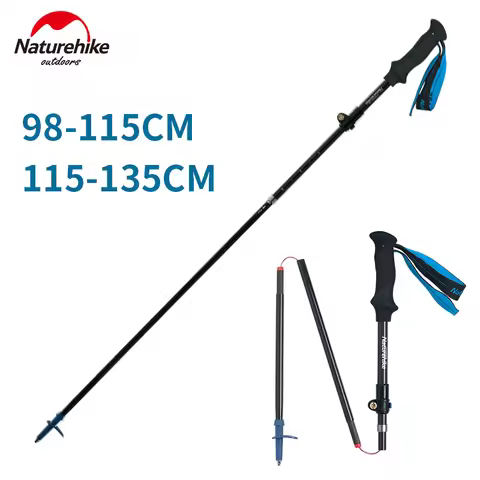 Naturehike Folding Trekking Pole Carbon Fiber 5-Section Walking Stick Ultralight Hiking Outdoor Cane