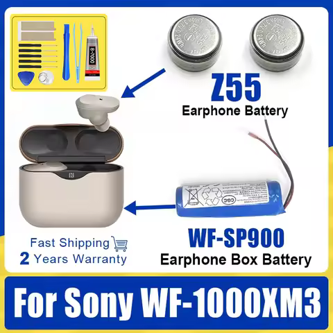 New Z55 Battery For Sony WF-1000XM3 WF-1000X WF-SP900 WF-SP700N TWS Earbuds Earphone CP1254 Battery 
