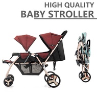 Cabin Stroller for Baby Double Foldable Stroller With PU Wheel Multifunction Lightweight Folding Kids Stroller