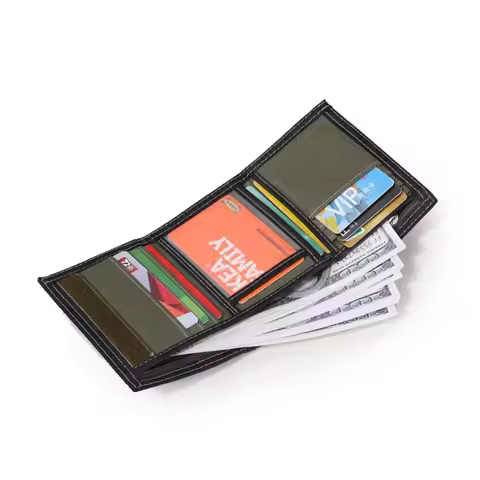 Canvas Trifold Wallet Portable Short Change Purse ID Card Cash Coin Purse Card Holder Multifunctio M