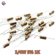 100PCS 1/4W 5% 1K metal film resistor 0.25W resistor