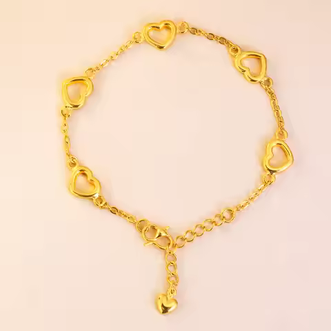 Luxury 24K 9999 Pure Gold real gold Women's Hollow Heart Bracelet