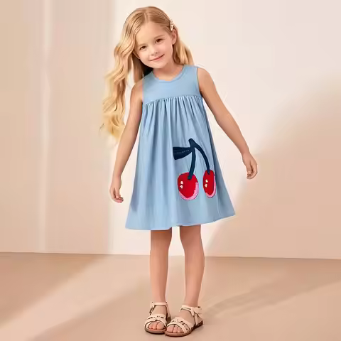 Little maven Children's Clothing Summer Baby Girls Sleeveless Dress Kids Clothes Vest Dress Fruit Ch