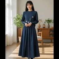 KIELO - ZFS LONG-SLEEVED ASOKA SKIRT SET, LATEST KOREAN LOOK SKIRT SET, JUMBO SIZE Tulipa Denim Look