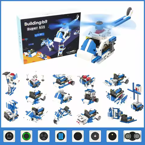 BBC Microbit V2 Building Block Robot Kit 16 in 1 STEM with Sensor Module DIY Programmable Electronic