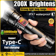 [100000 lumens] led flashlight 50000mAh Irradiate 8000 meters away zoom flashlight rechargeable flas