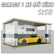 Mô hình parkinglot gara xe mô hình ô tô tỉ lệ 1:18 bằng gỗ có đèn chiếu sáng (loại để 1 xe)