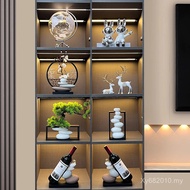 Home TV Living Room Cabinet Decorations New Style Wine Cabinet Glass Open Decoration Grid Light Luxu