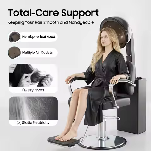 1200W Hooded Hair Dryer with Adjustable Stand, 3 Heat Settings & 0-60min Timer for Home/Salon Use – 