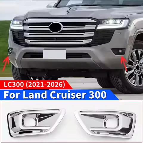 For Toyota Land Cruiser 300 2021 2022 2023 2024 Accessories LC300 FJ300 Chrome Front Fog Lamp Cover 