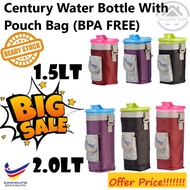 Century Tumbler BPA Free Water Bottle with Pouch Bag /1.5L-2LT Water Bottle Tumbler With Bag Pocket