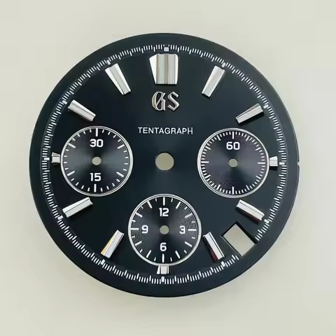 VK63 Dial 29.5mm Panda Dial Blue Green Luminous Quartz Movement Multi-Function Chronograph Dial for 