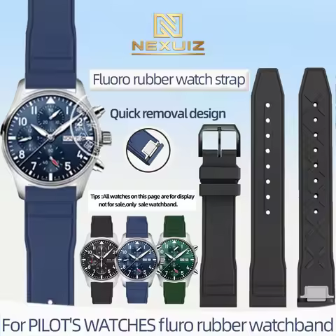 Fluororubber Watch Strap For IWC Pilot's Watches Princekin Mark 20 PORTUGIESER Rubber Watchband 20mm