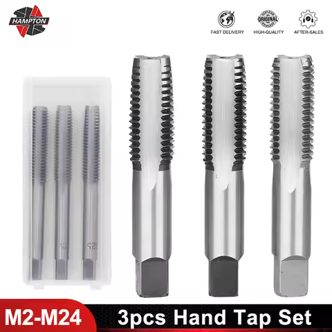 3pcs HSS Thread Screw Taps M2-M24 Straight Fluted Screw Thread Tap 1/2/3 3-Step Tap Combination Metr