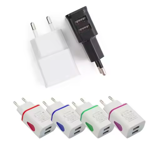 Double USB Port Phone Charger Adapter 5V Volt 2A Quickly Charging Power Supply EU Travel Plug For Ip