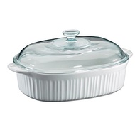 (CorningWare) Corningware French White 4-qt Oval Casserole w/ Glass Lid