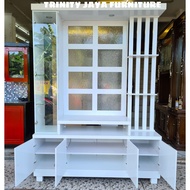 Bufet Partisi Tv 2 Muka Kayu Blokteak /trinityjayafurniture