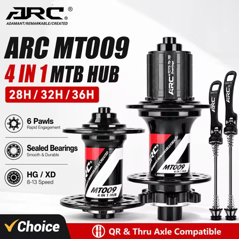 ARC MT009 MTB Mountain Bike Hub Set 4 in 1 Front Rear 28/32/36H NBK Sealed Bearings 6 Pawls HG XD NX