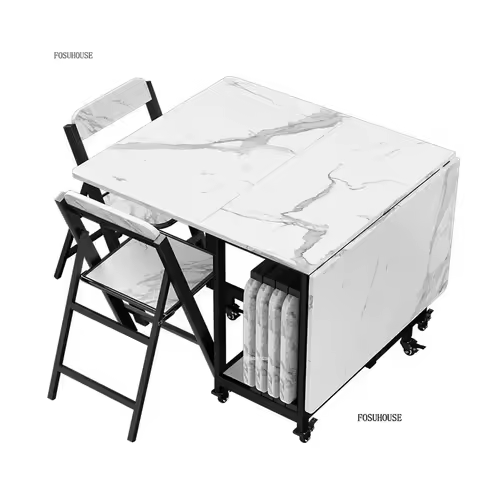Folding Dining Table Portable Space Saving Design for 4-6 Seater Home Kitchen Modern Rectangle Colla