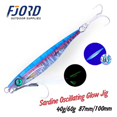 FJORD 40g 60g 80g Metal jig UV Coating Glow Sardine Slider Jigging Shore Casting Sea Fishing Lure Fa