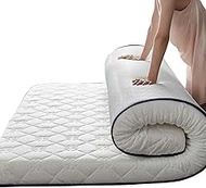 Foldable Japanese Floor Mattress - Twin Size Futon Mattress Roll Up, Foldable Tatami Mat, Camping Mattress, and Couch Mattress Pad Guest Mattress (Color : White, Size : Queen)