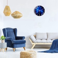 Decorative 12 Inch Glass Wall Clock Battery Operated Blue Silent Non-Ticking Cool Space Galaxy Analo