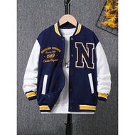 KATUN HITAM Small children's Varsity Baseball jacket for Boys and Girls initials A AMAZING WINNER CA