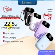 Original Powerbank fast charging PD22.5W Portable 20000mAh 25000mAh Comes with three wires