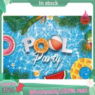 7X5FT/220X50cm Hawaii Swimming Pool Theme Background Fabric for Photography Children'S Birthday Phot