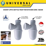 [SG SHOP SELLER] SHOWY PVC BOTTLE TRAP FOR KITCHEN SINK 1-1/2Inch x 40mm/BASIN 1-1/4Inch x 40mm