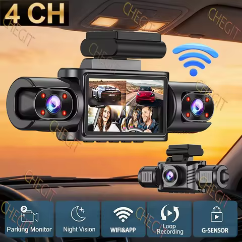 2026 New 360° Car Dash Cam 4 Channel HD 1080P Car DVR Loop Recording Night Vision 24H Parking Monito