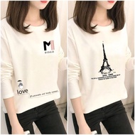 Comfortable round neck Cotton long sleeve tshirt women (M-2XL)