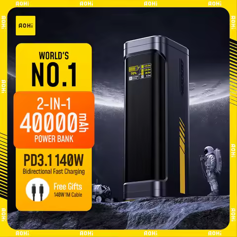 AOHI Starship 40,000mAh Power Bank 140W PD3.1 Laptop Power Bank with C-C Cable Fast Charging Station