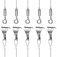 5Pcs Picture Hanging Wire Kit 2M X Φ1.5mm Stainless Steel with Wire Adjustable Hook and Rail Mouldin