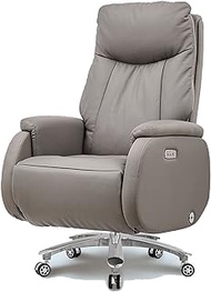 Ergonomic Leather Boss Chair, Comfortable Office Chairs Managerial Executive Chairs, 160°Freely Reclining High-Back Computer Chair with Electric Footrest, Adjustable Liftable Swivel Recliner lofty